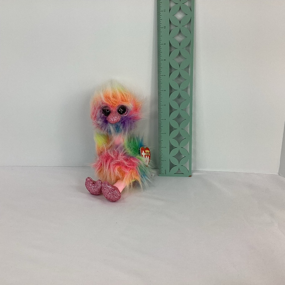 TY Beanie Boos Asha the Rainbow Ostrich Bird Stuffed Animal Plush Toy 2019 w/Tag - Picture 12 of 13